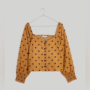 Madewell Corduroy Sweetheart Smocked-Back Top in Dot Women’s Size 6